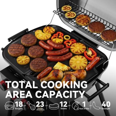 Image showing  Portable 2-Burner Gas Grill with Stand and Shelf, 2-in-1 Grill & Griddle Combo