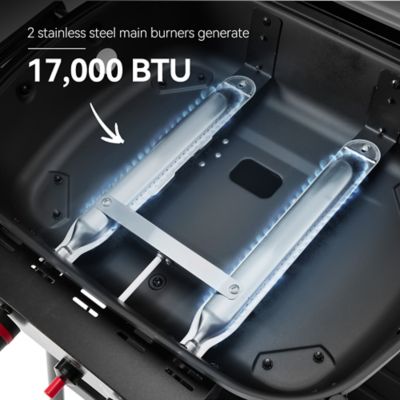 Image showing  Portable 2-Burner Gas Grill with Stand and Shelf, 2-in-1 Grill & Griddle Combo