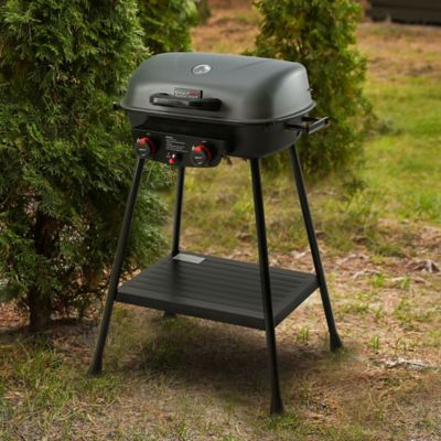 Image showing 9 th Royal Gourmet Portable 2-Burner Gas Grill with Stand and Shelf, 2-in-1 Grill & Griddle Combo