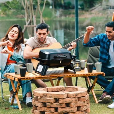 Image showing  Portable Tabletop Gas Grill, 12,000 BTU Output for Outdoor Camping, Foldable Legs, Piezo Ignition