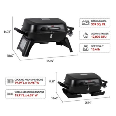Image showing  Portable Tabletop Gas Grill, 12,000 BTU Output for Outdoor Camping, Foldable Legs, Piezo Ignition