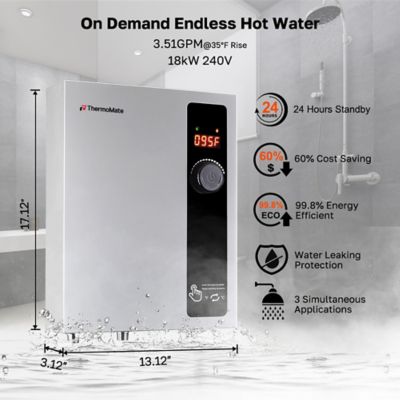 Image showing  18kW 240V Electric Tankless Water Heater, Reliable Hot Water for Home, Shop, Cabins