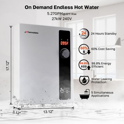 Image showing  27kW 240V Electric Tankless Water Heater, Reliable Hot Water for Home, Shop, Cabins