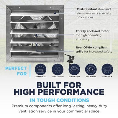 Image showing  Rugged Series 18 in. Heavy-Duty Exhaust Fan with Auto Shutter and Plug-in Design