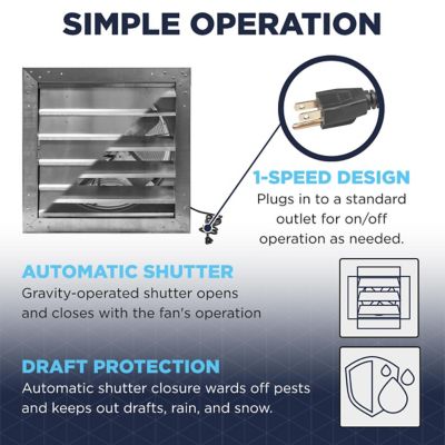 Image showing  Rugged Series 18 in. Heavy-Duty Exhaust Fan with Auto Shutter and Plug-in Design