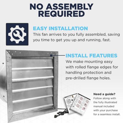 Image showing  Rugged Series 18 in. Heavy-Duty Exhaust Fan with Auto Shutter and Plug-in Design