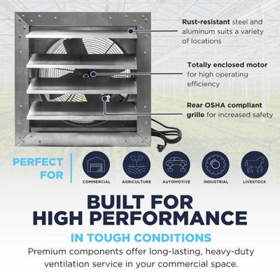 Image showing  Rugged Series 14 in. Heavy-Duty Exhaust Fan with Auto Shutter and Plug-in Design
