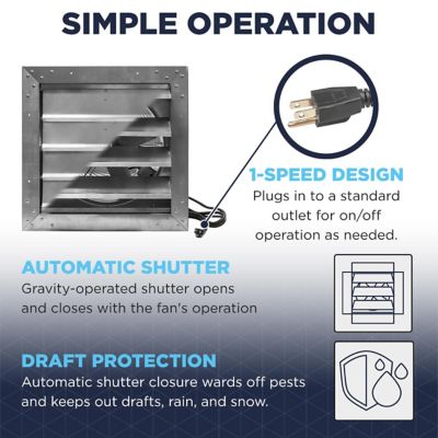 Image showing  Rugged Series 14 in. Heavy-Duty Exhaust Fan with Auto Shutter and Plug-in Design