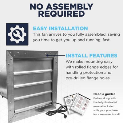 Image showing  Rugged Series 14 in. Heavy-Duty Exhaust Fan with Auto Shutter and Plug-in Design