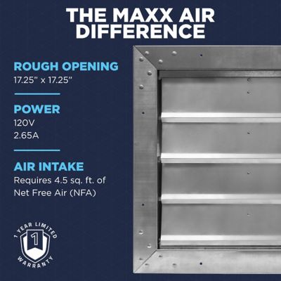 Image showing 6 th Maxx Air Rugged Series 14 in. Heavy-Duty Exhaust Fan with Auto Shutter and Plug-in Design