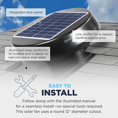 Image showing  Solar Powered Roof Mount Fan with Integrated 25W Solar Panel, 1030 CFM