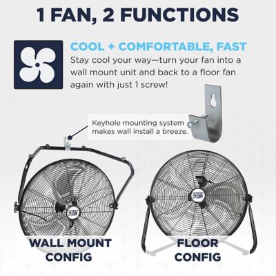 Image showing  2-in-1 20 in. 3-Speed High Velocity Tilting Wall Mount/Floor Fan