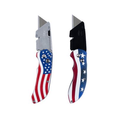 JobSmart USA Flag Folding Utility Knives, 2 pc.