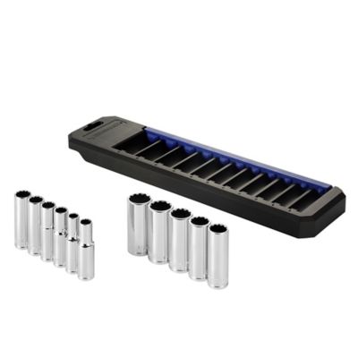 JobSmart 3/8 in. Drive Metric 12 pt. Deep Socket Set, 11 pc.