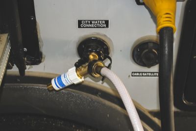 Image showing  Outdoor Faucet Freeze Protector & 2-Way Y Valve Shut-Off 3/4 in. Brass Hose Connector