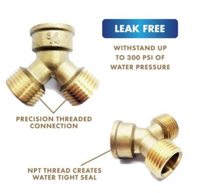 Image showing 1 th Blue Penguin Y Connector 3/4 in. Brass Hose Bib