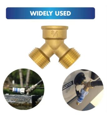 Image showing 2 th Blue Penguin Y Connector 3/4 in. Brass Hose Bib