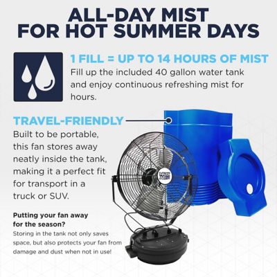 Image showing  18 in. 3-Speed Misting Fan with 40 gal. Tank, Blue