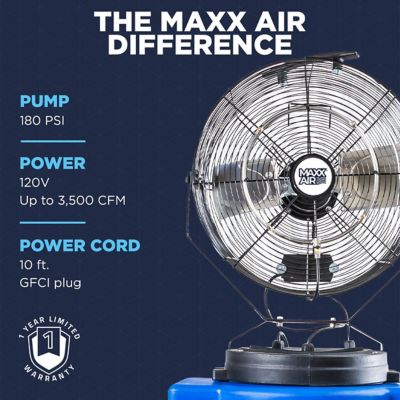 Image showing 7 th Maxx Air 18 in. 3-Speed Misting Fan with 40 gal. Tank, Blue