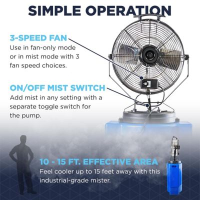 Image showing  18 in. 3-Speed High-Pressure Misting Fan with 40 gal. Tank, Blue