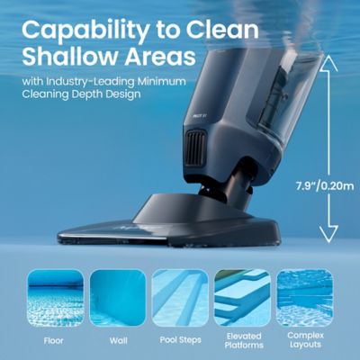 Image showing 7 th Aiper Intelligent PilotFlow X1 Handheld Pool Vacuum: Anti-Clog System, 1260 GPH Suction, Dual Filters, Lightweight
