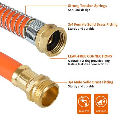 Image showing  Rubber Garden Hose Solid Brass Fittings Flexible Lightweight Water Hose for All-weather Outdoor/Car wash