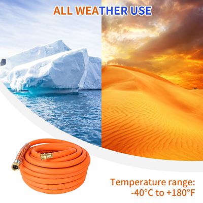 Image showing  Rubber Garden Hose Solid Brass Fittings Flexible Lightweight Water Hose for All-weather Outdoor/Car wash