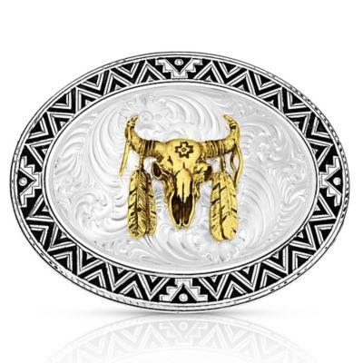 Montana Silversmiths Dancing Compass Buckle with Buffalo Skull