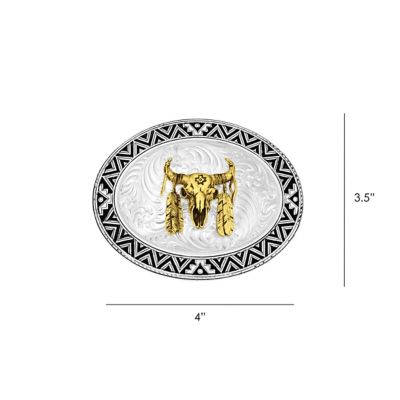 Image showing  Dancing Compass Buckle with Buffalo Skull