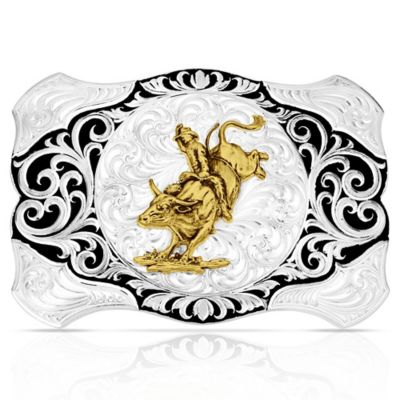 Montana Silversmiths Painted Canyon Buckle with Bull Rider