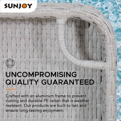 Image showing 6 th Sunjoy Pool Gazboe with 24 x 24 in. Wicker Floating Pool Tray, Gray