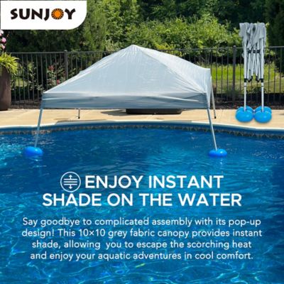 Image showing 8 th Sunjoy Pool Gazboe with 24 x 24 in. Wicker Floating Pool Tray, Gray