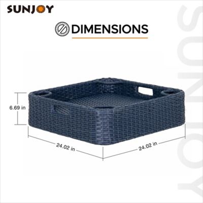 Image showing  Pool Gazebo with 36 x 24 in. and 24 x 24 in. Wicker Floating Pool Tray, Navy