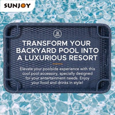 Image showing 5 th Sunjoy Pool Gazboe with 36 x 24 in. Wicker Floating Pool Tray, Navy