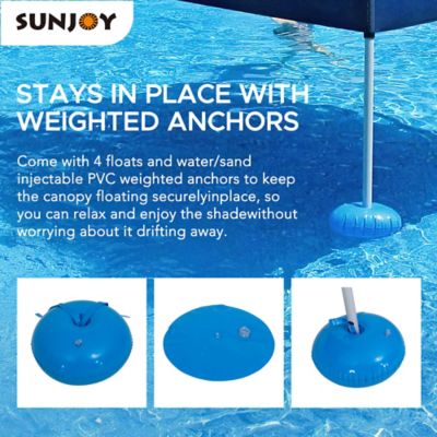 Image showing 6 th Sunjoy Pool Gazboe with 36 x 24 in. Wicker Floating Pool Tray, Navy
