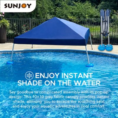 Image showing 7 th Sunjoy Pool Gazboe with 36 x 24 in. Wicker Floating Pool Tray, Navy