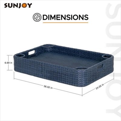 Image showing 9 th Sunjoy Pool Gazboe with 36 x 24 in. Wicker Floating Pool Tray, Navy