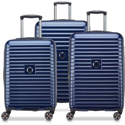 Delsey Cruise 3.0 3 pc. Smart Luggage Set with Carry-On, Medium and Large Suitcases in Deep Sea Navy