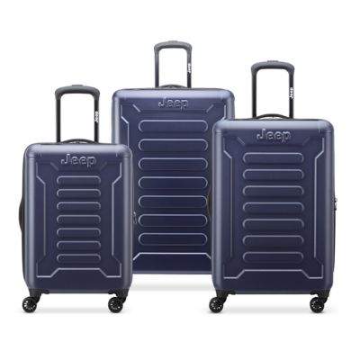 Delsey Jeep JHOO4C 3 pc. Expandable Hardside Luggage Set with Carry-On, Medium & Large Suitcases in Peacoat Navy