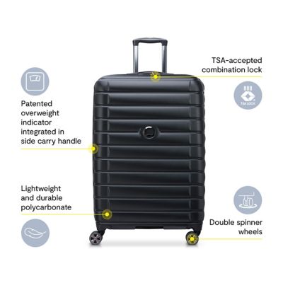 Image showing 5 th Delsey Shadow 5.0 3 pc. Smart Luggage Set with Carry-On, Medium and Large Suitcases in Black