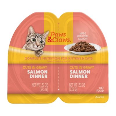 Paws & Claws All Life Stages Grain-Free Salmon Cuts in Gravy Wet Cat Food, 2.64 oz. Split Cup