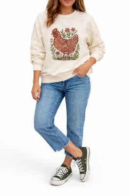 Cotton and Rye Chicken Print Crew Neck Sweatshirt