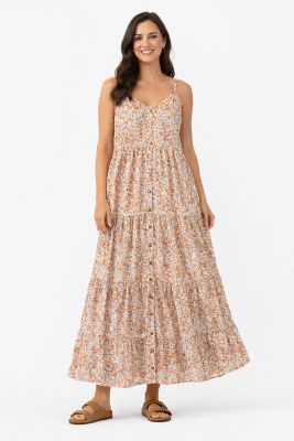 Cotton and Rye Women's Sleeveless Ditsy Print Maxi Sundress