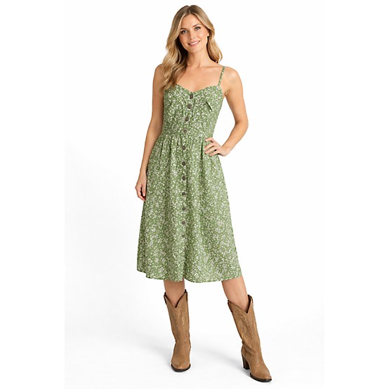 sage green dress midi Ribbed ready to make any occasion special Cotton and Rye Women's Sleeveles