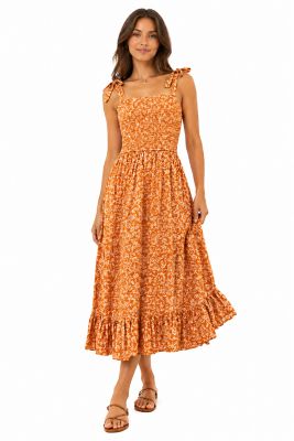 Cotton and Rye Women's Sleeveless Smocked Ditsy Print Sundress