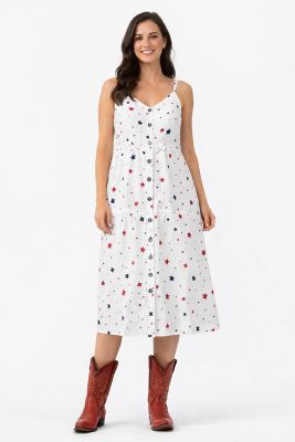 Image showing  Sleeveless Star Print Midi Sundress