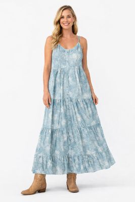 Cotton and Rye Women's Tiered Firework Print Maxi Sundress