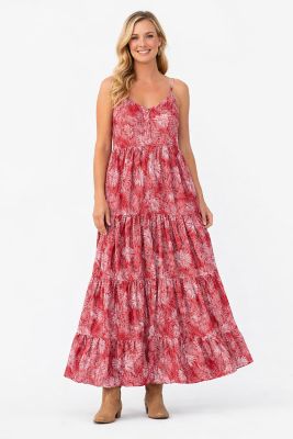 Cotton and Rye Women's Tiered Firework Print Maxi Sundress