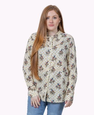 Cotton and Rye Women's Long Sleeve Western Bucking Bronc Snap Shirt