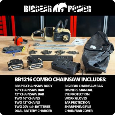 Image showing  1216 in., 2 x 20V Cordless Brushless Chain Saw Kit
